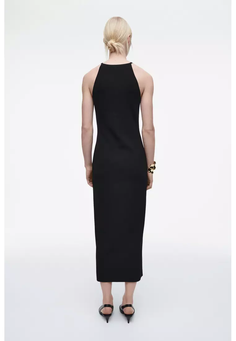 cos bodycon dress COS Womens Pencil Dress Black Viscose Sleeveless Knee Length M