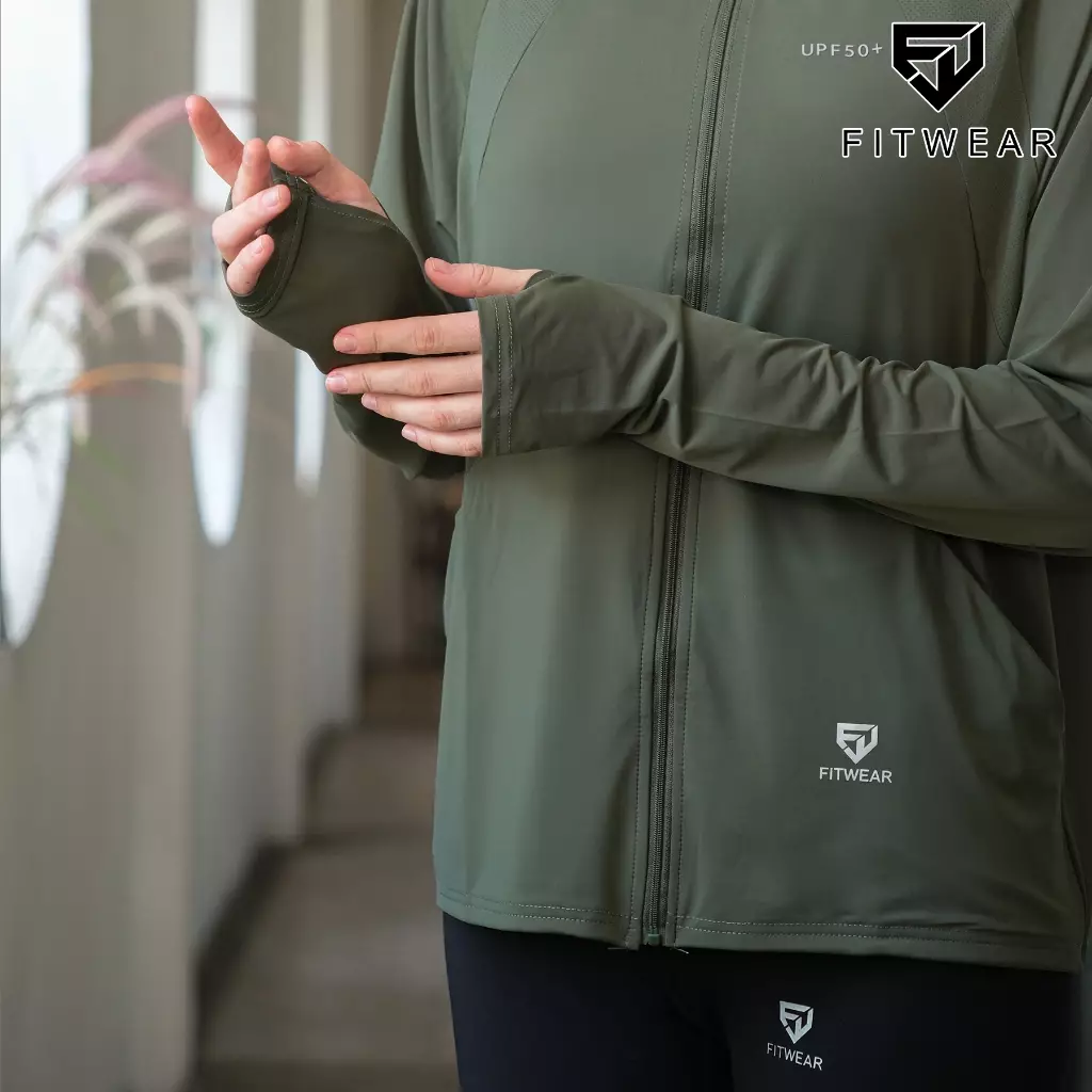 Fitwear - Jaket Olahraga Wanita DRYFIT OVERSIZE ELIZABETH UV FRONT POCKET - ARMY