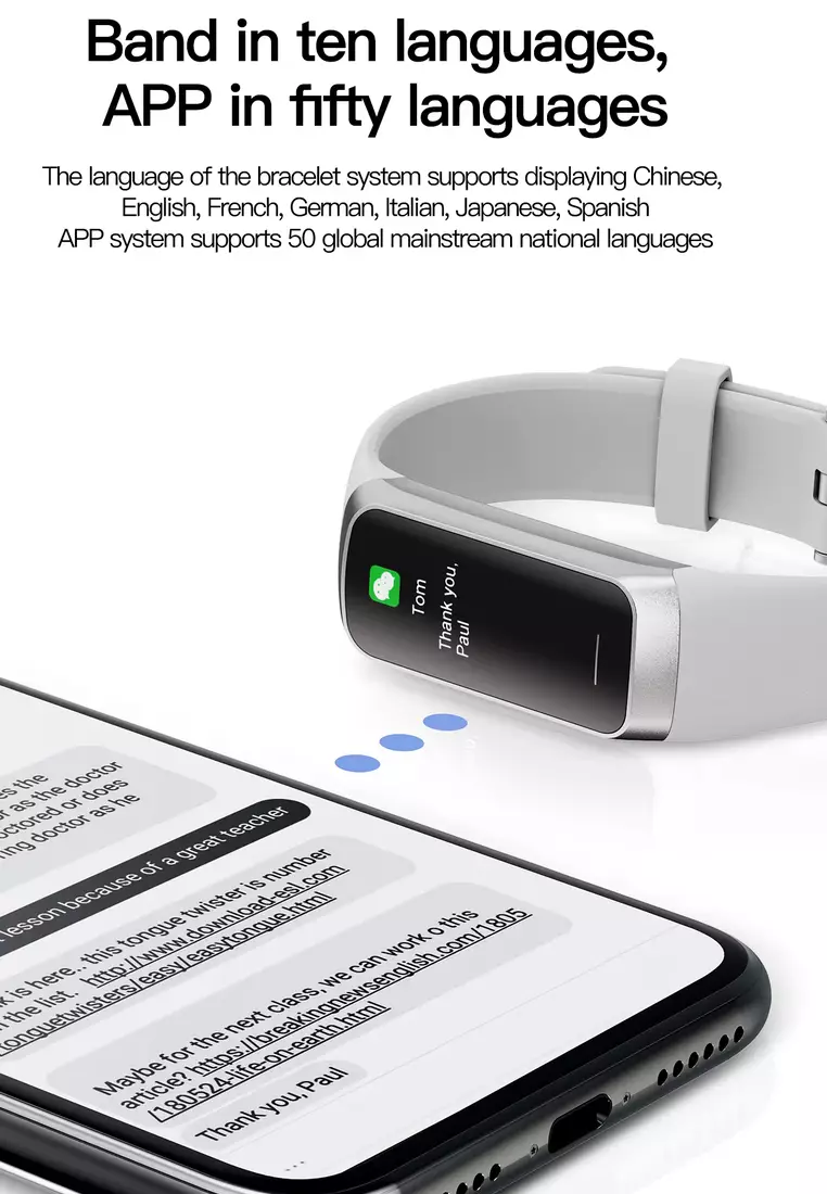 Unisex IOS/Android IP Black Waterproof Fitness SmartWatch, AMOLED Color Screen, Heart Rate Monitoring, Weather, Clock, with Black Rubber Strap