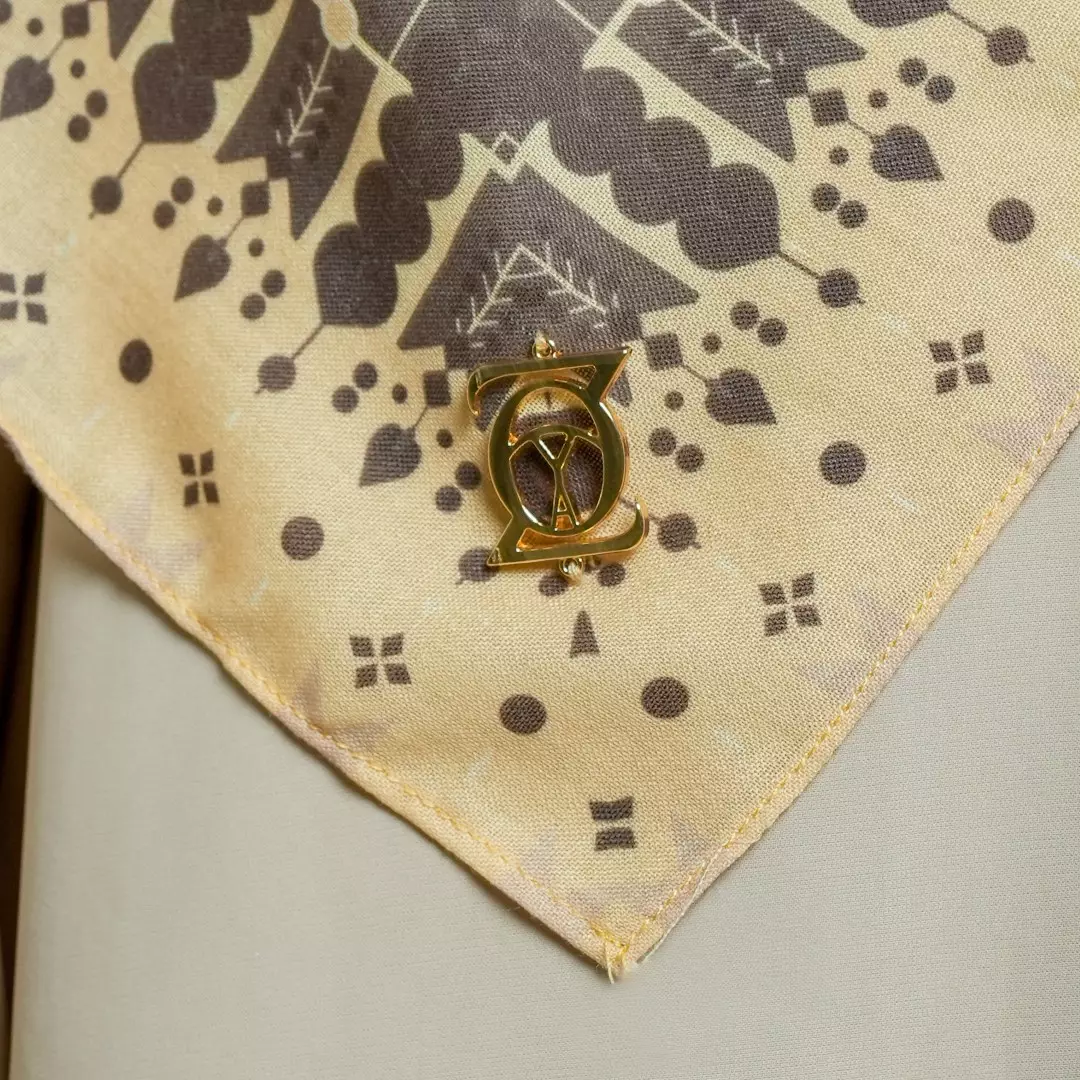 RANU Print Scarf Brown - Kerudung Hijab Segiempat Motif With BOX - Bahan Nesla - Ukuran 115x115