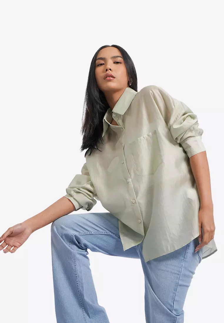 Oversized Long Sleeve Sheer Shirt