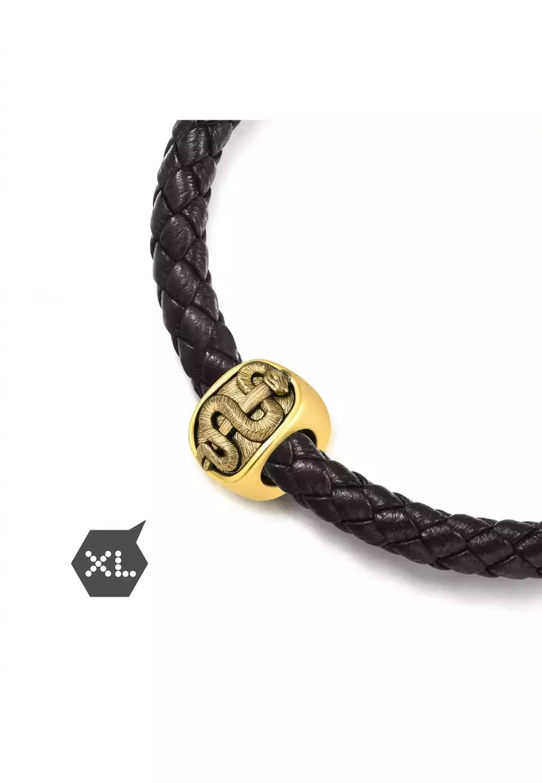 999 24K Solid Gold Noir Rod of Asclepius Charm 92007C (Bracelet not included)