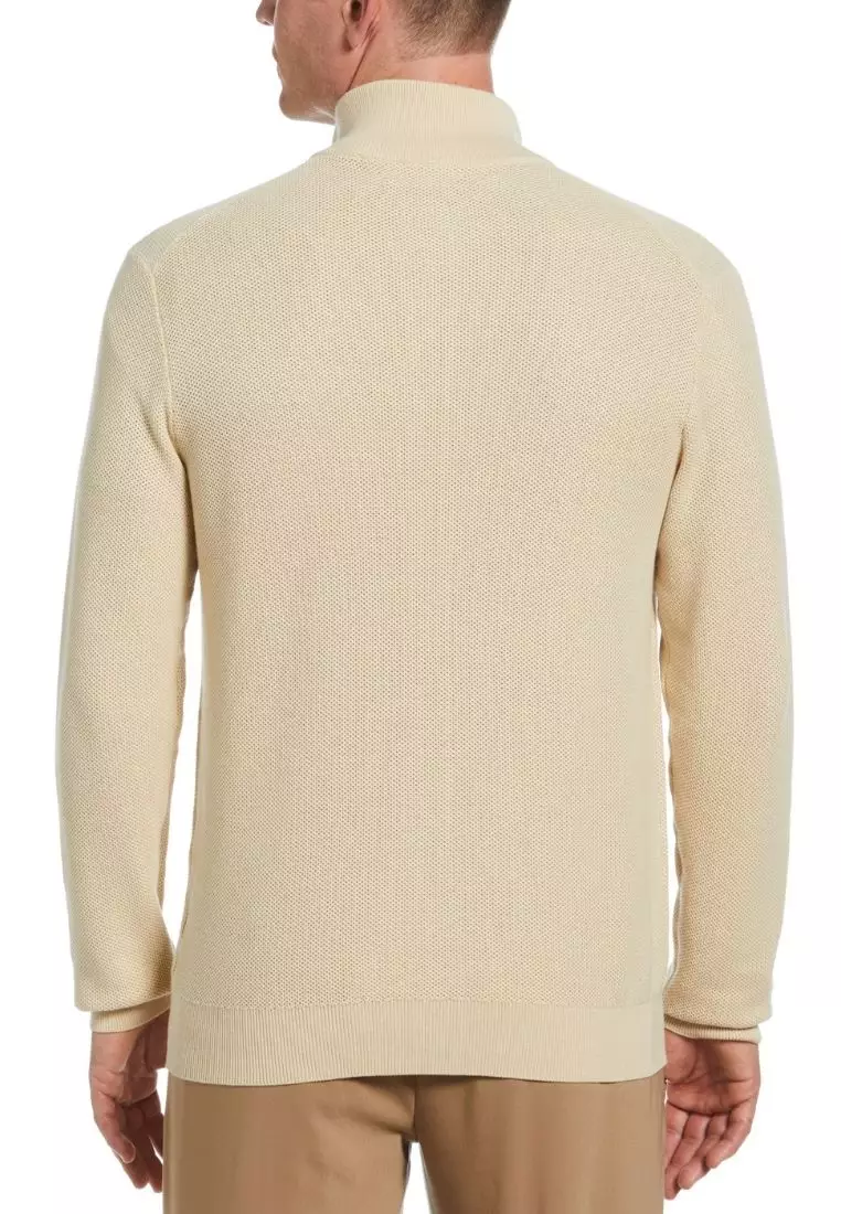 Textured Vertical Design Full Zip Long Sleeve Jacket