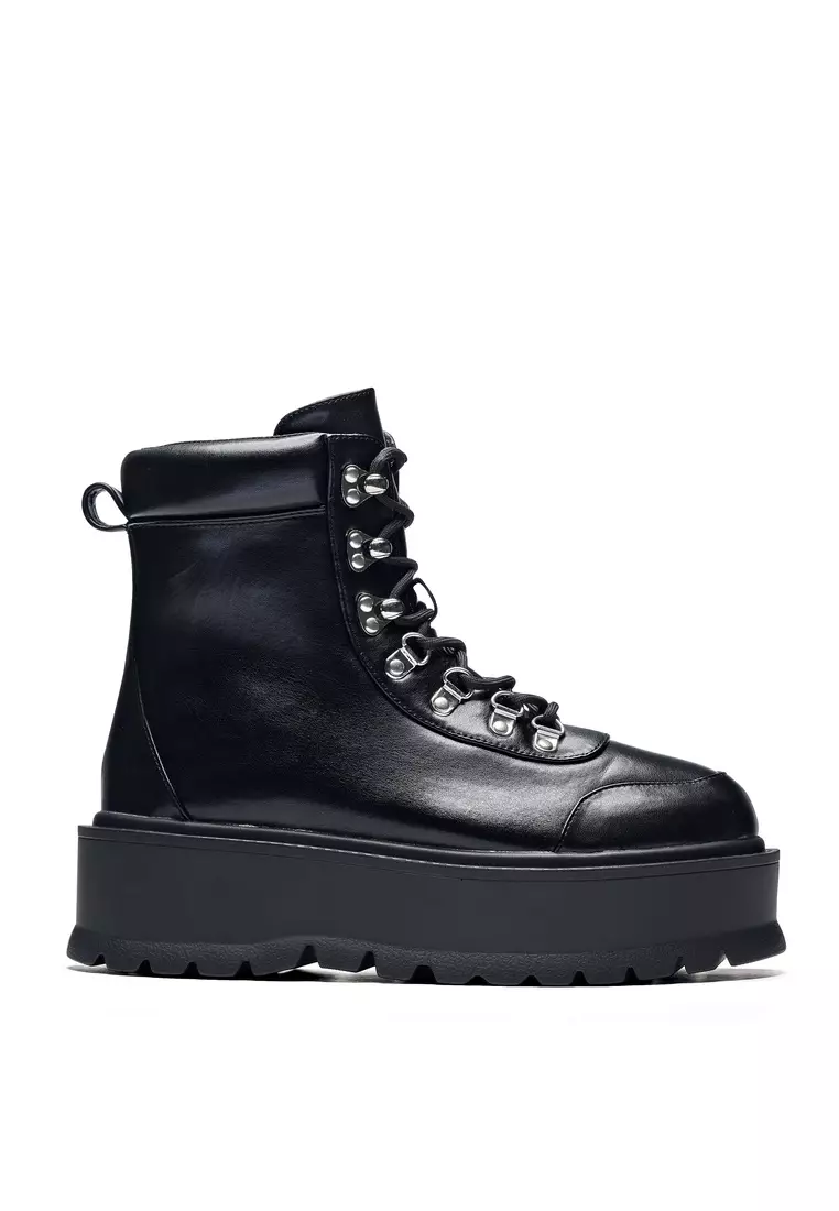 Discount on Koi Footwear  shoes - SKU: HYDRA All Black Matrix Platform Boots