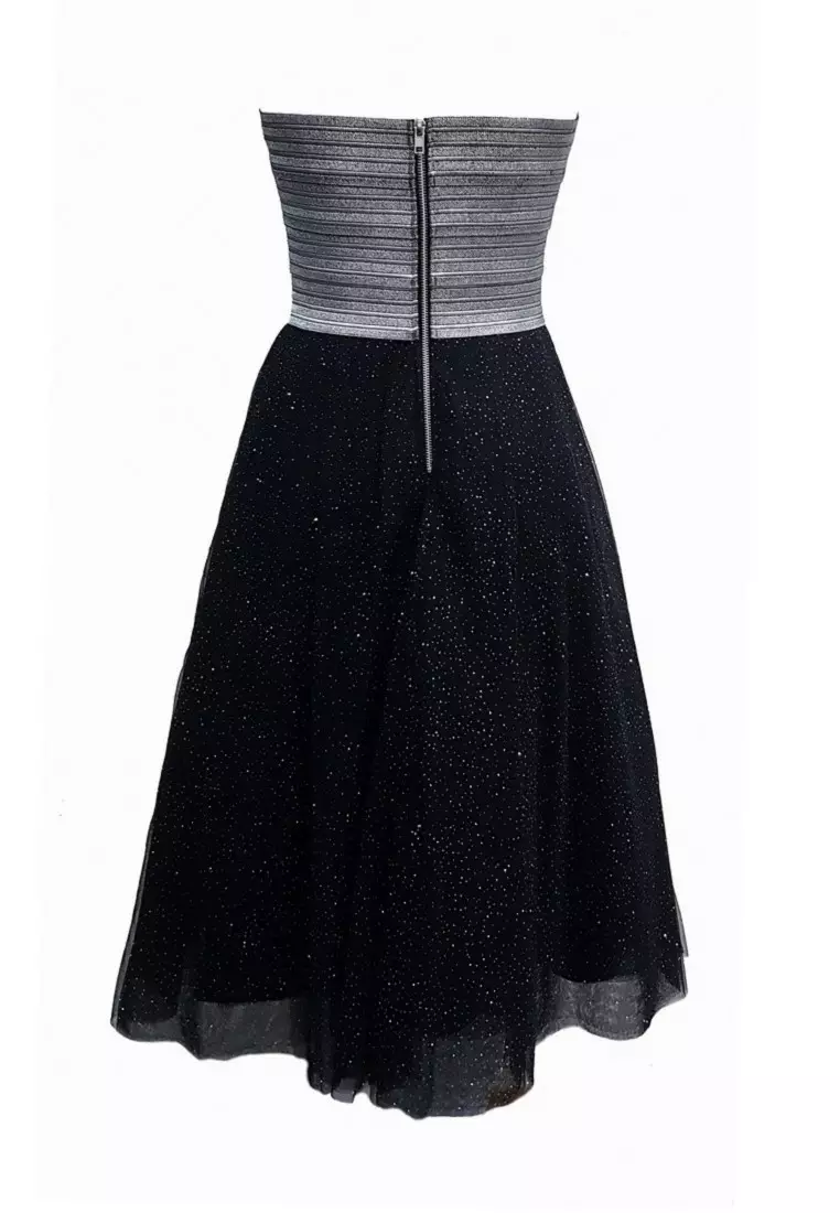 Romantic Shiny Elasticband Glitter Tulle Short Dress
