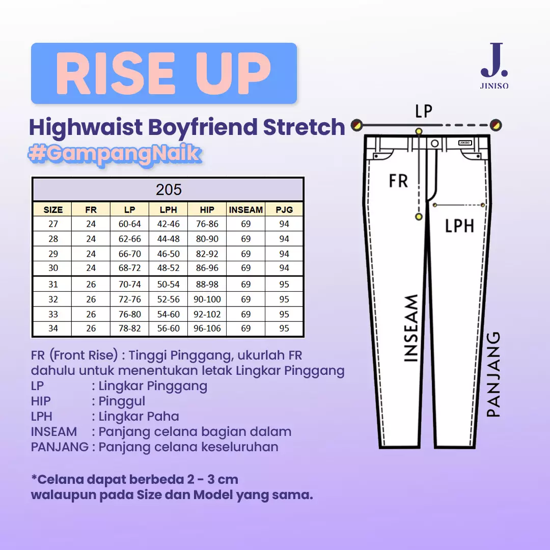 Highwaist Boyfriend Stretch Jeans 205 RISE UP