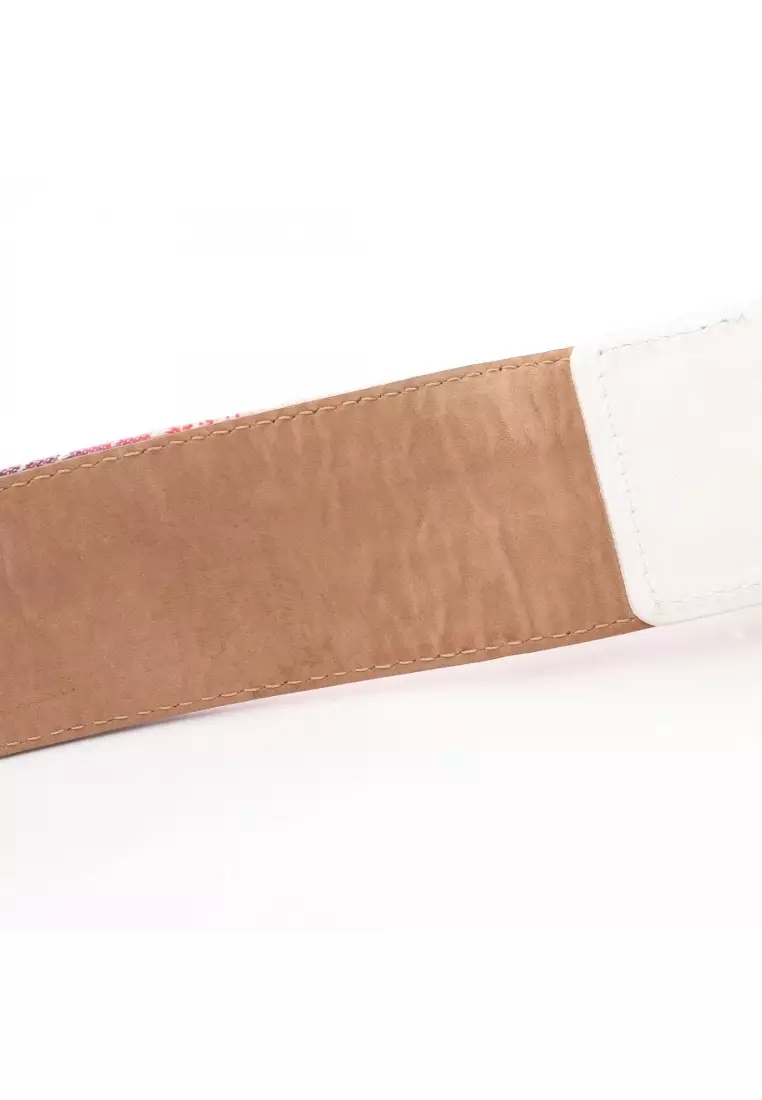 Pre-Loved Fendi belt canvas leather Red multicolor gold hardware