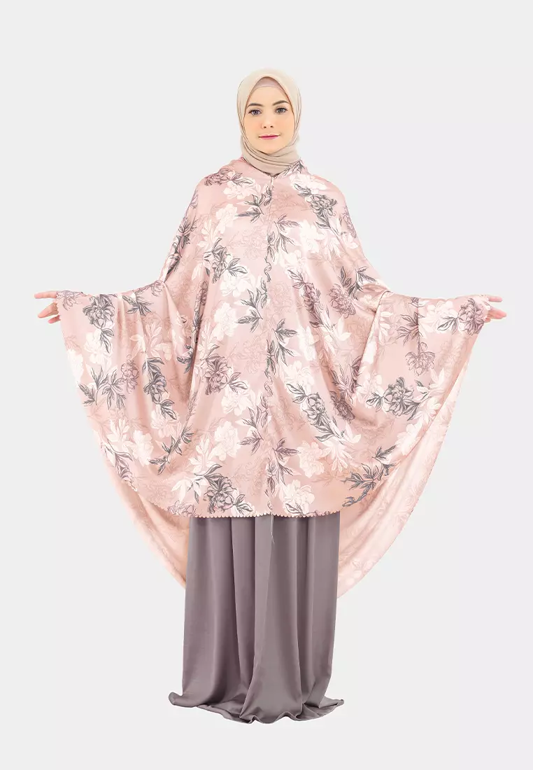 Kaffa Prayer Set | Mukena Silk Motif 2in1 - Coral Bloom