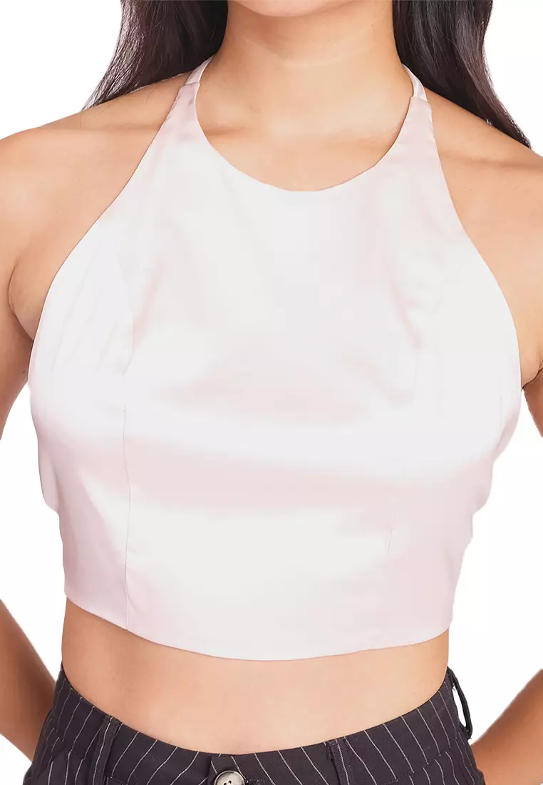 Halter satin top discount