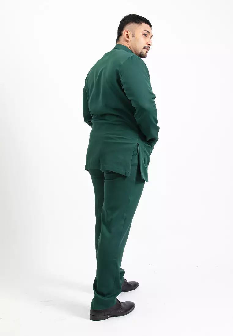Forest x Hatta Dolmat Baju Melayu Cekak Musang Regular Fit - BM23766-40DkGreen