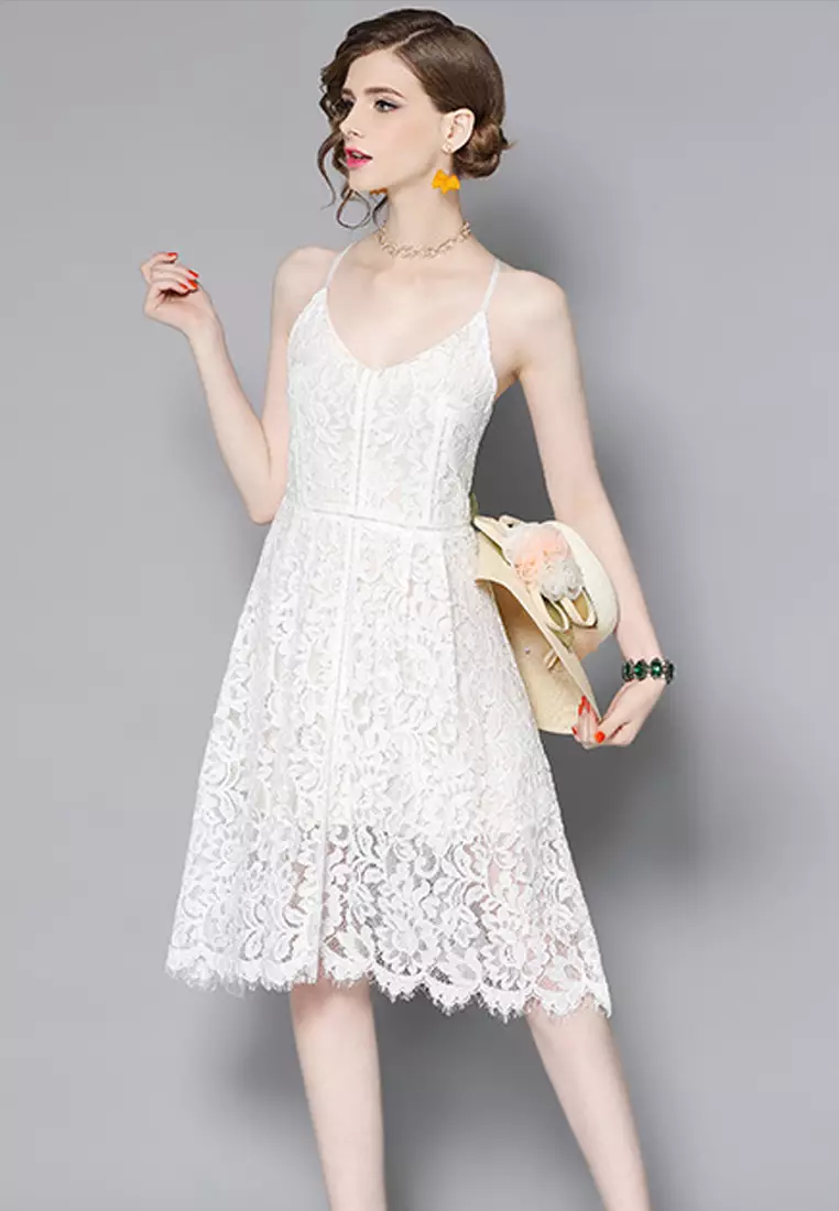 White lace outlet dress online