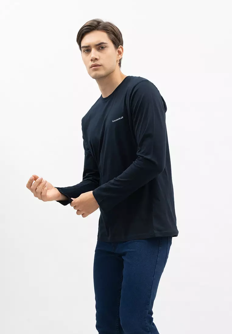 Houseofcuff Kaos Cotton Combed Lengan Panjang Pria Navy