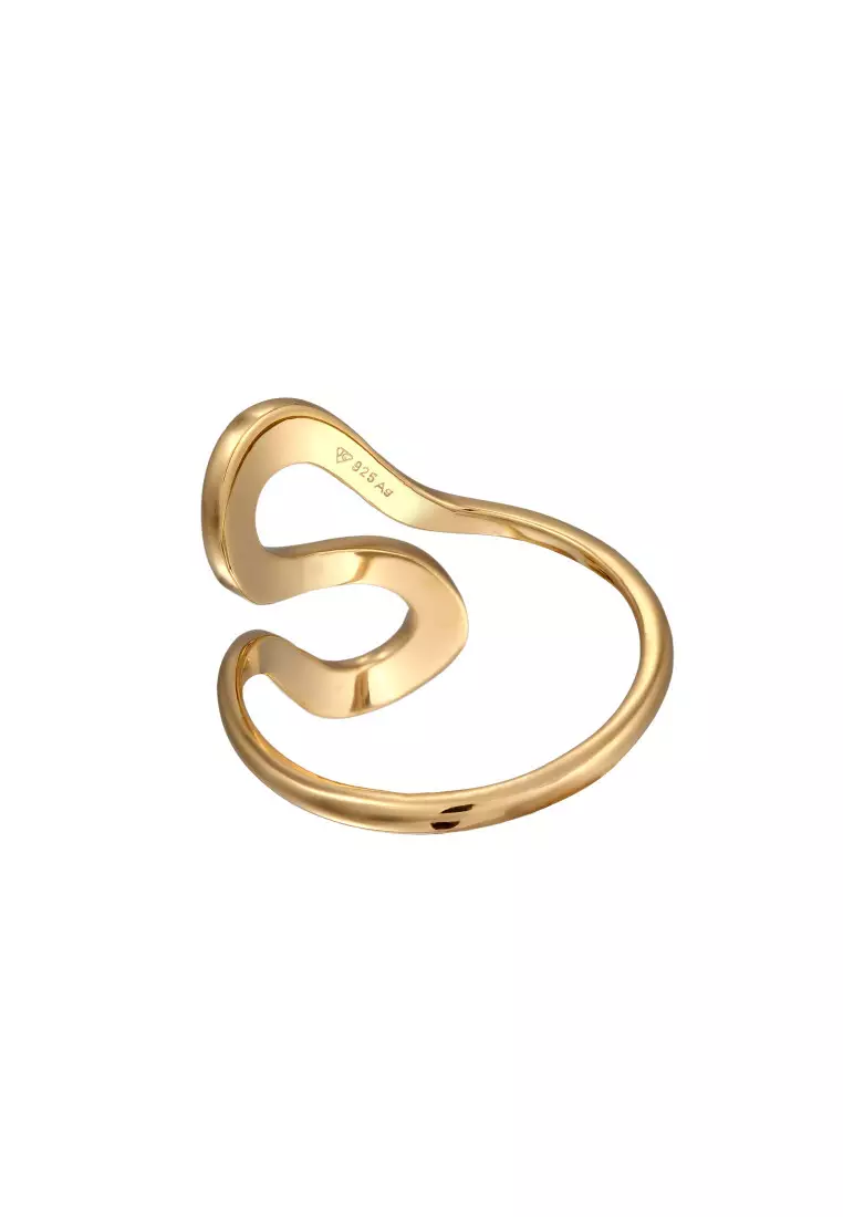 Cincin Perhiasan Perak 925 Wanita Spiral Gold Plated