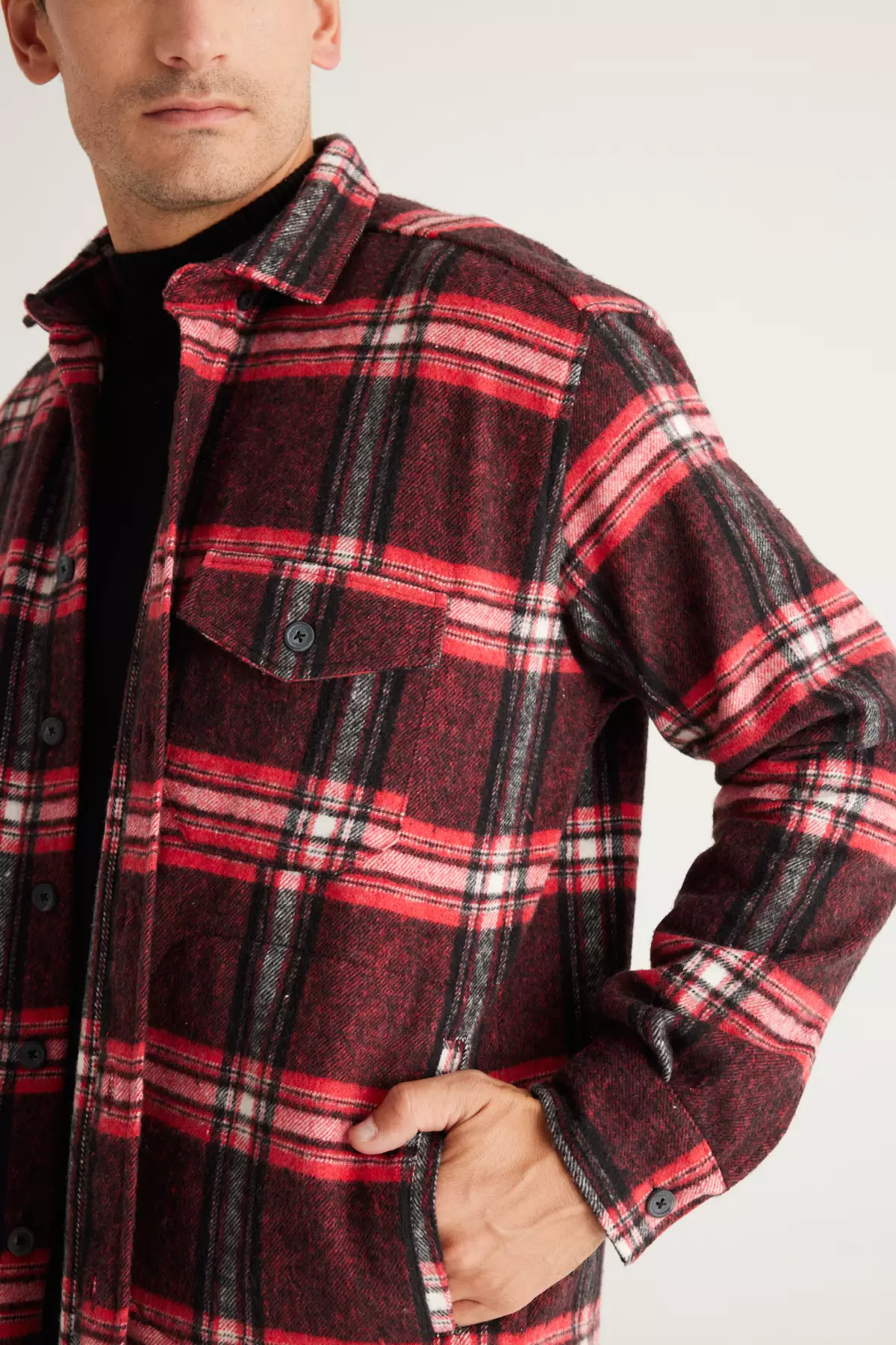 Plaid Patterned Lumberjack Shirt Jacket