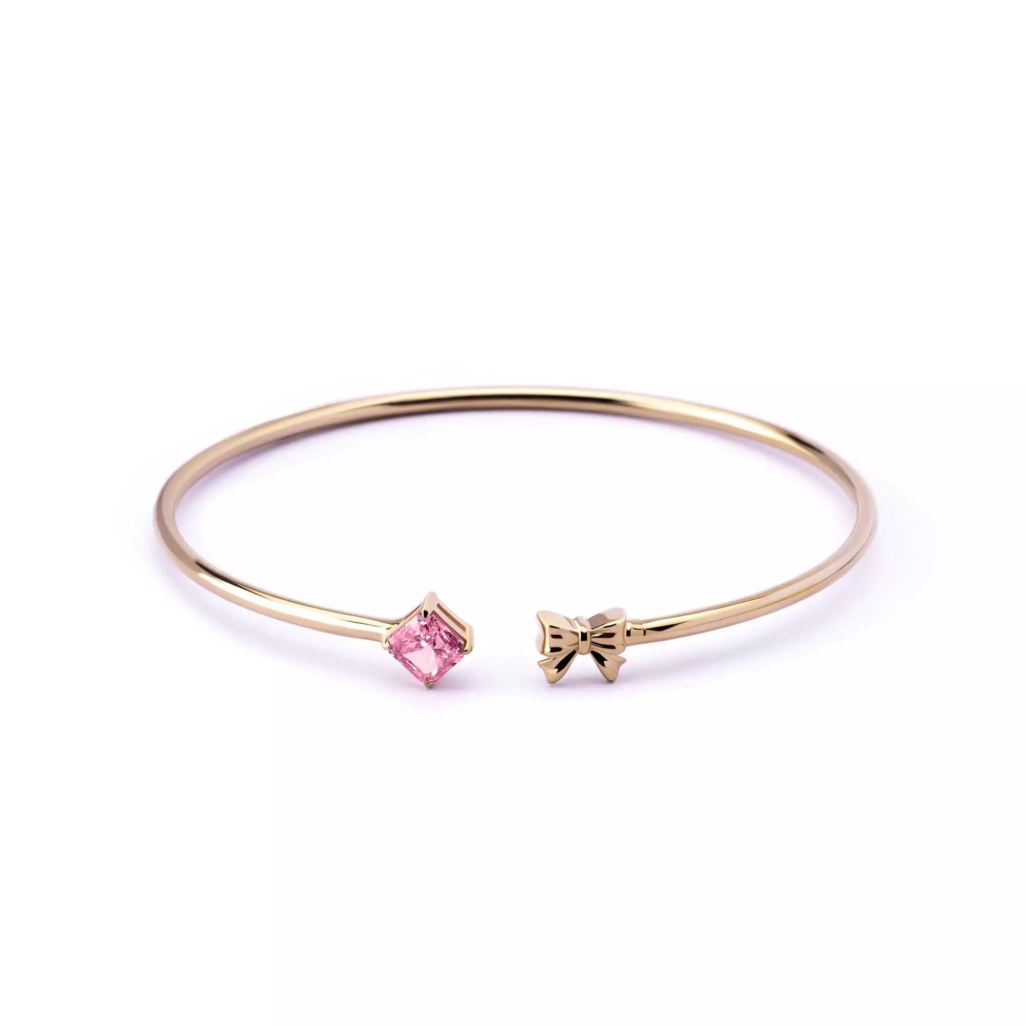 Gelang Emas 7k - Bowish Gold Bangle - Pinky Crush Collection - Juene Jewelry