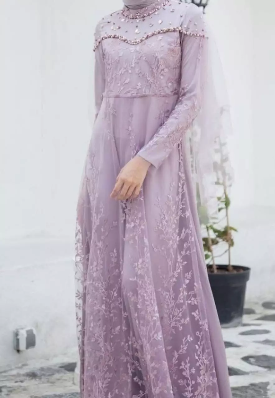 Vamira Lilac Dress Premium | Long Dress | Gamis Modern Premium JLAN