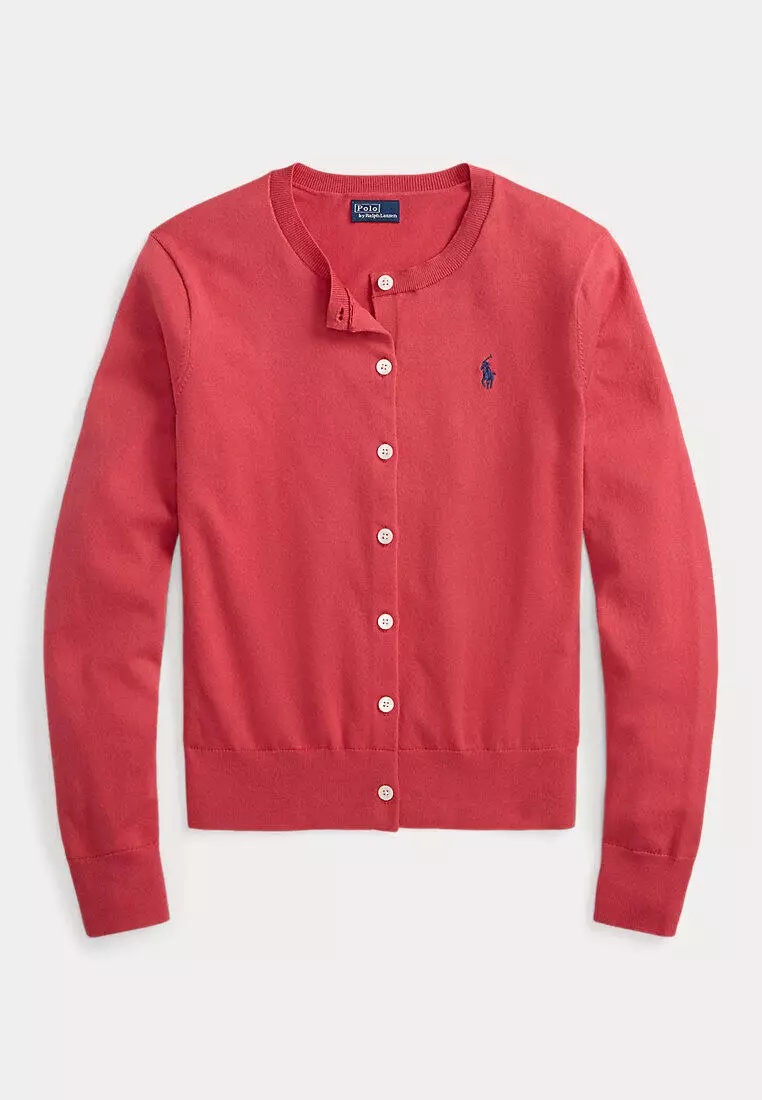 Stretch Cotton-Blend Crewneck Cardigan