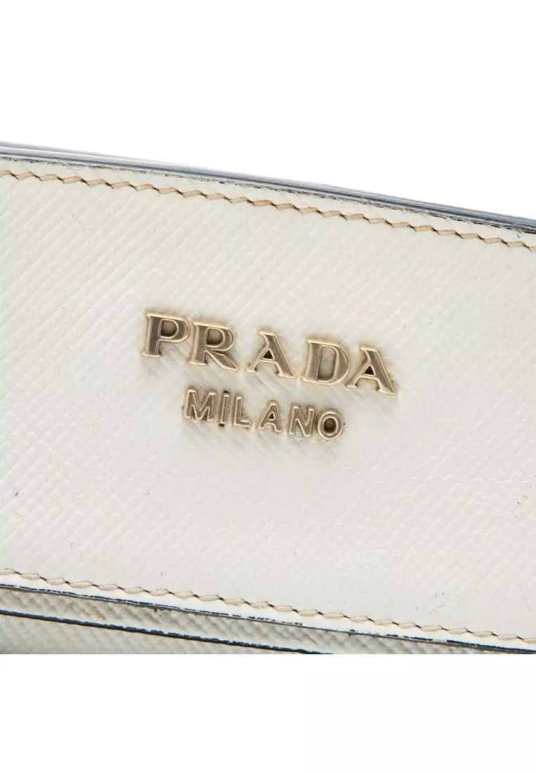 Pre-Loved Prada Bicolor Saffiano Cuir Trimmed Canvas Satchel