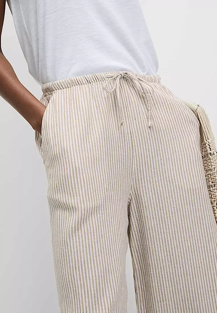 Linen Blend Wide Leg Trousers