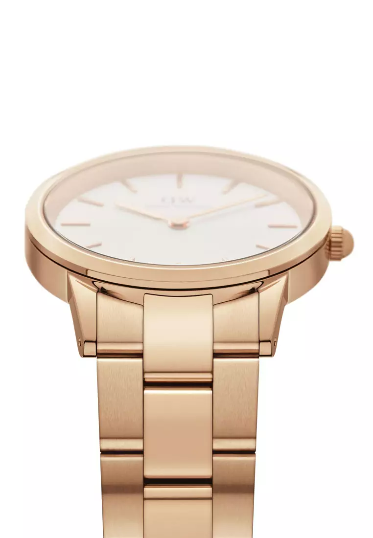 Iconic Link White Dial 40mm Men's Stainless Steel Watch with Leather Strap - Rose gold - Male watch Watch for men - DW OFFICIAL