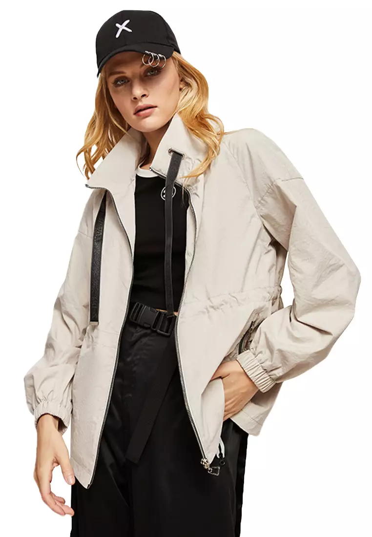 White short store trench coat