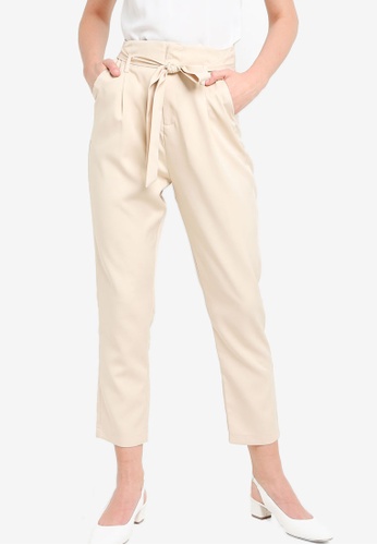 Beige peg leg trousers clearance