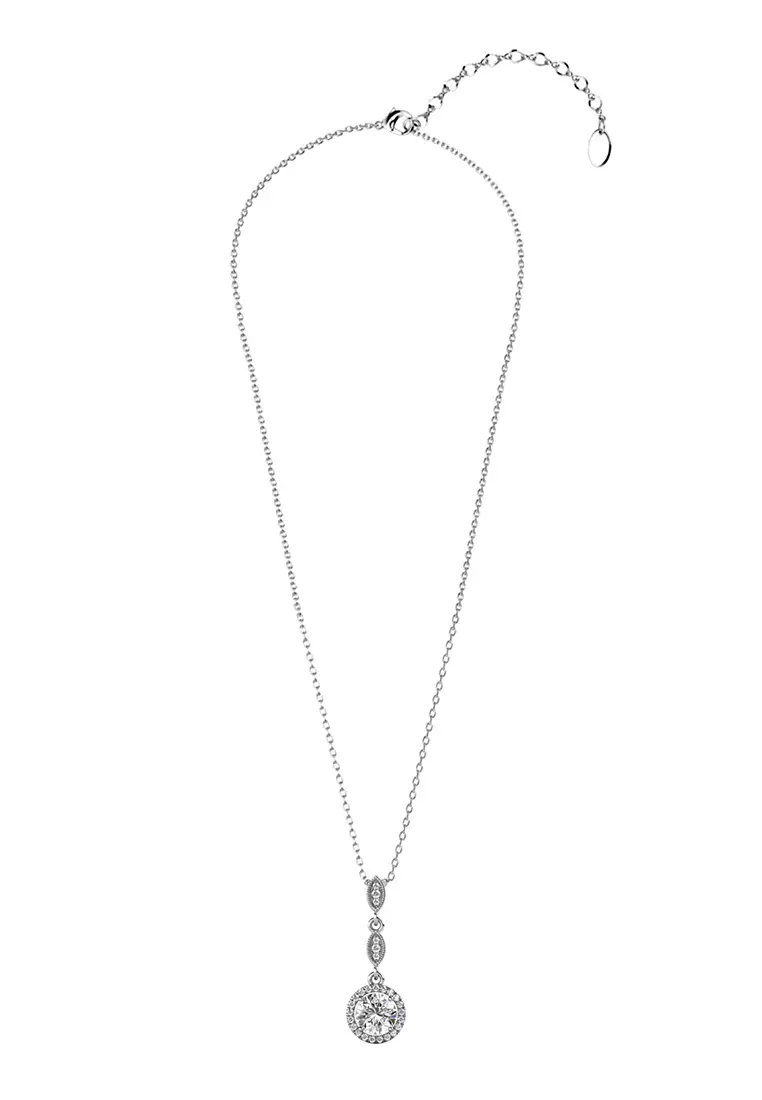 Berlian Moissanite Mon Elegance Pendant WG [GRA CERTIFICATE MOISSANITE  COLLECTION] - Kalung 1ct Moissanite Diamond 925 Silver CELESTA by Her Jewellery
