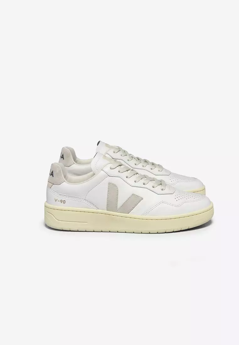 Discount on Veja  shoes - SKU: V-90 Leather White Natural Sneakers