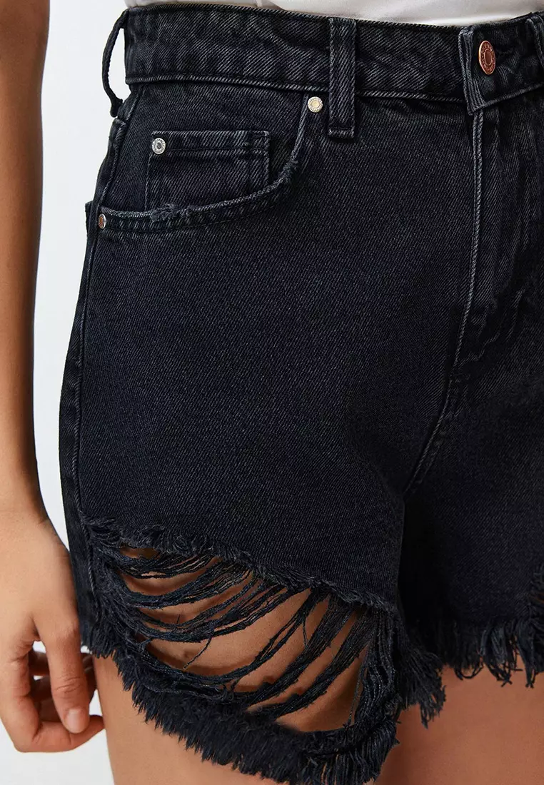 High Waist Ripped Denim Shorts