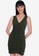 ZALORA BASICS green Ruched Detail V Neck Dress D2FA4AA1220B2BGS_1