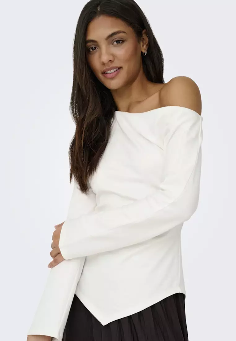 Long Sleeve Asymmetric Jersey Top