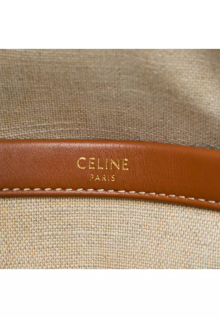 Pre-Loved Celine Small All Over Logo Print Canvas Cuir Triomphe Cabas Thais Satchel