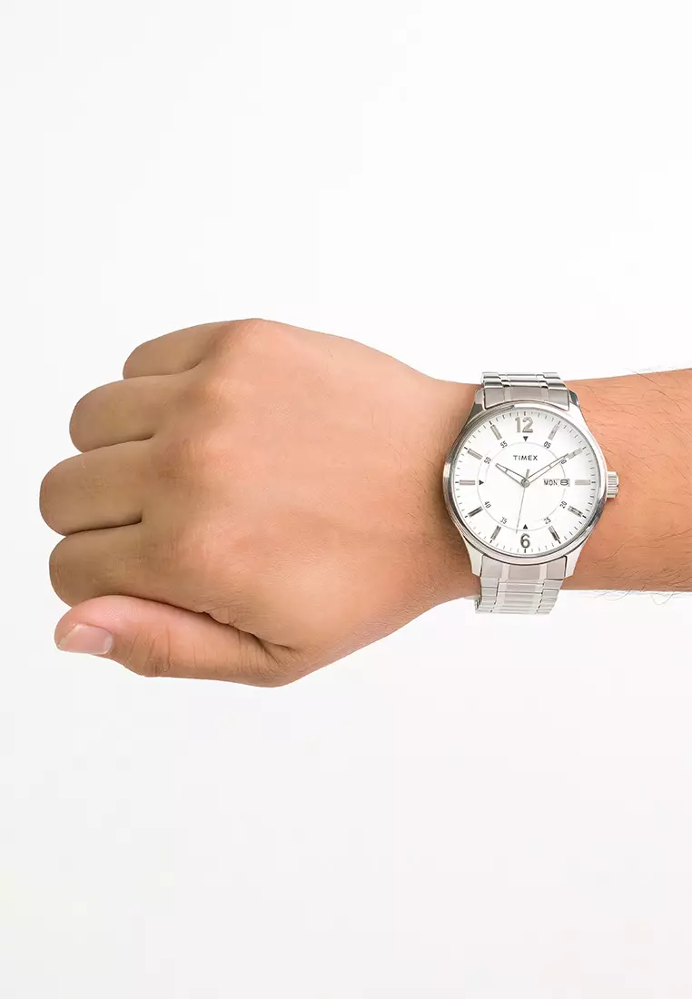 Timex G198 Series Silver Stainless Steel Analog Quartz Watch For Men TWEG19803