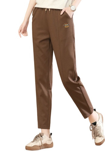 A-IN GIRLS brown Elastic Waist Trousers 863E0AA0DA67AEGS_1