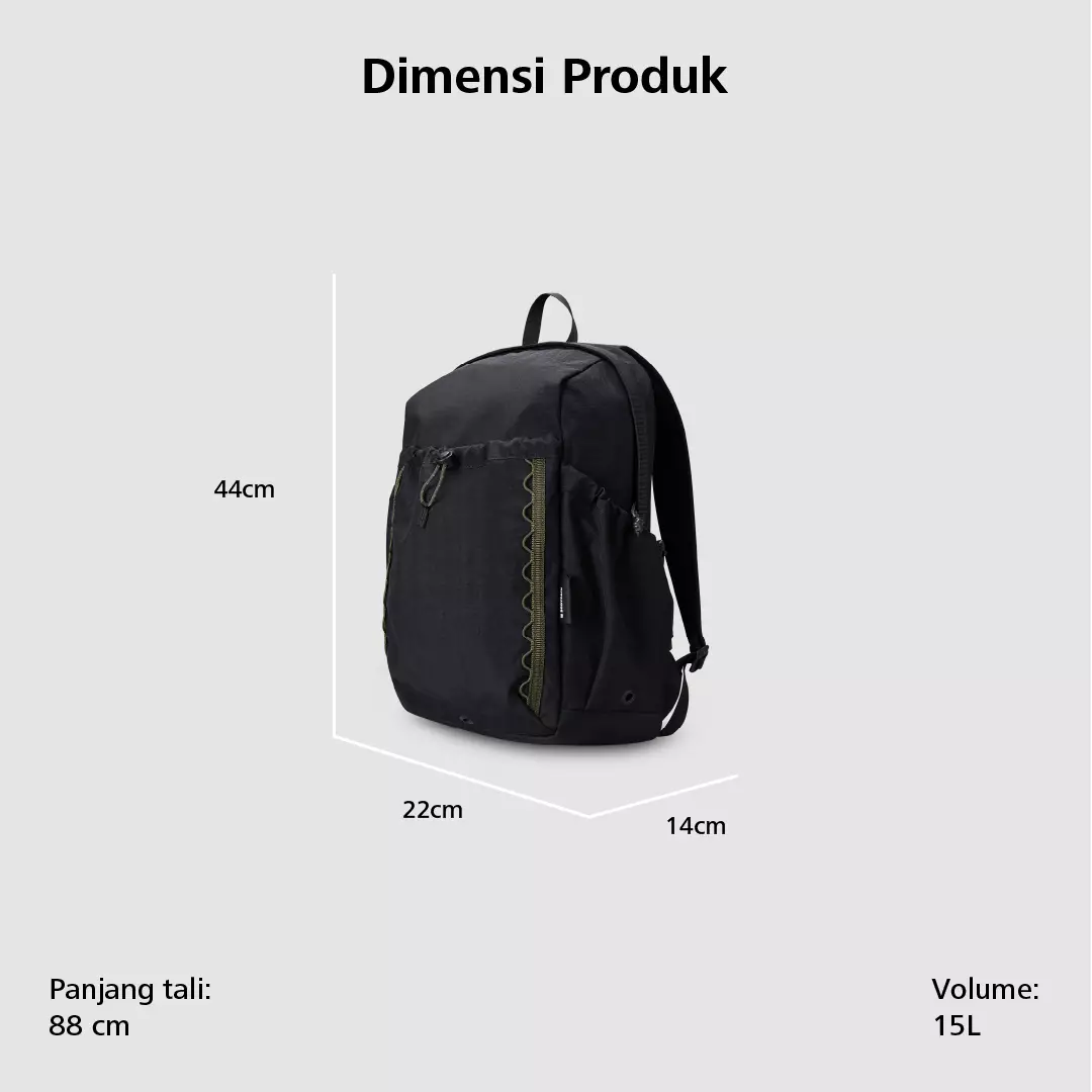 Shilka Vision 1.0 Laptop Backpack 14 Inch Tas Ransel Kerja Kuliah Sekolah Ringan Multifungsi 17 L - Hitam