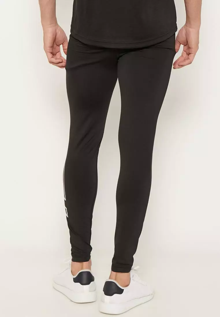 MB062 compression logo icon legging full line olahraga pria black