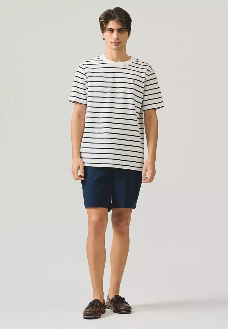 Regular Fit Striped T-Shirt In Honeycomb Pique