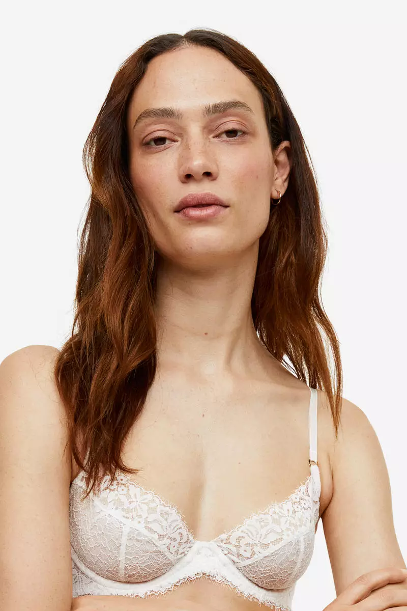 Topshop lace padded underwired bra in black