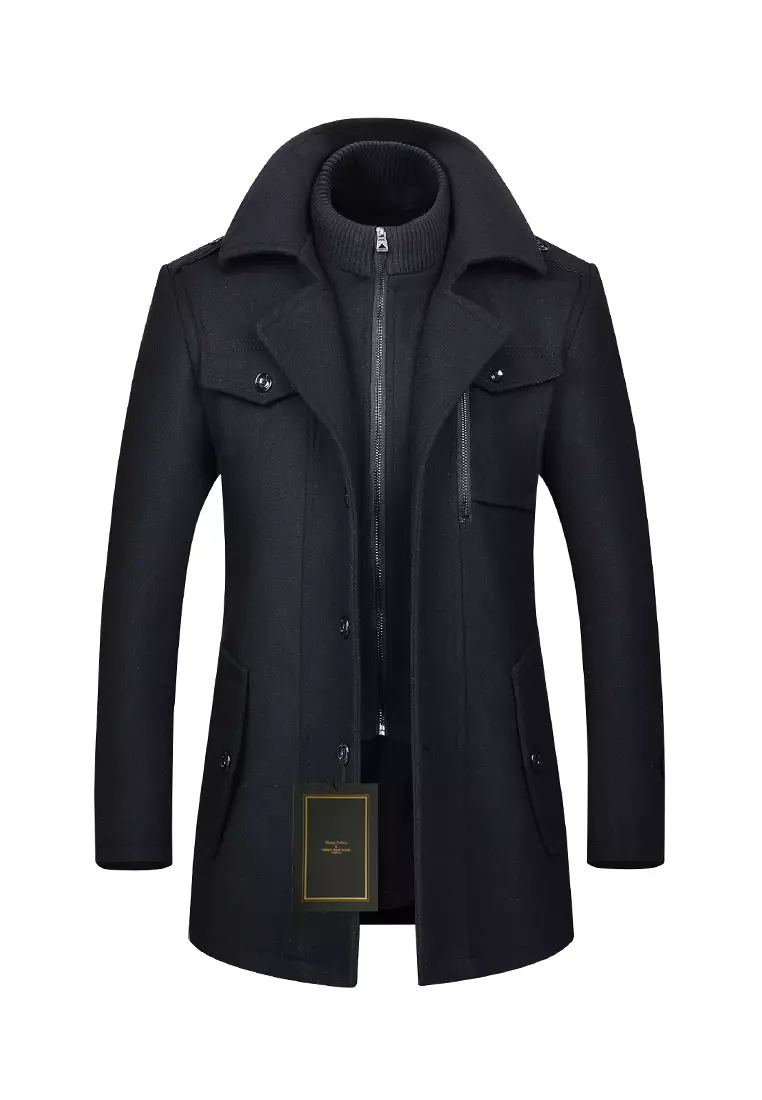 Mens coat with sales stand up collar