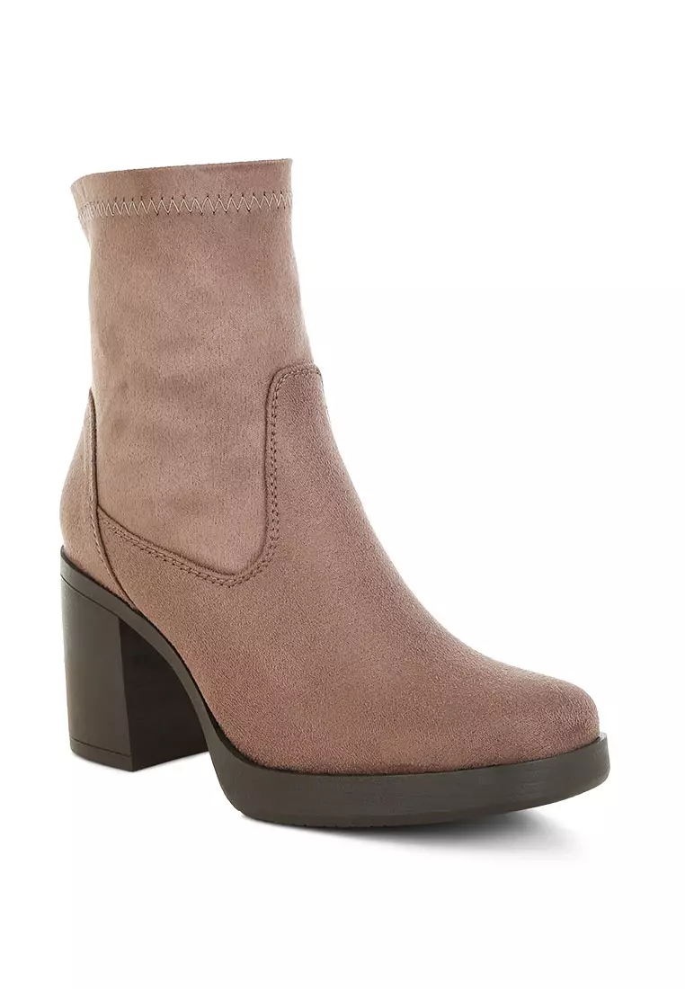 Sepatu Bot Kaus Kaki Mikrofiber Warna Taupe