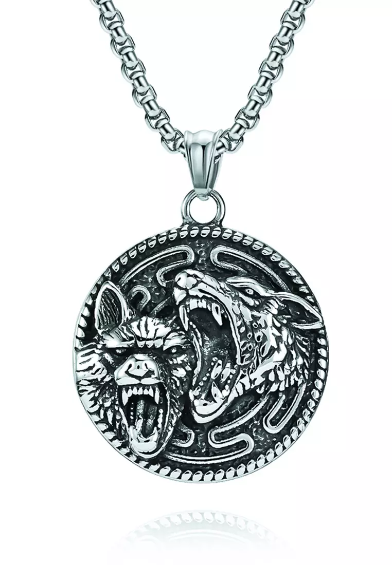 Buy ZITIQUE S316 Stainless Steel Viking Wolf Head Necklace 2025
