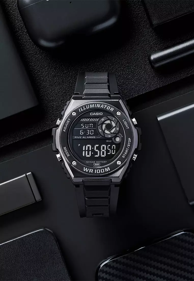 Casio - Jam Tangan Digital Pria - Black - Resin Strap - MWD-100HB-1BV