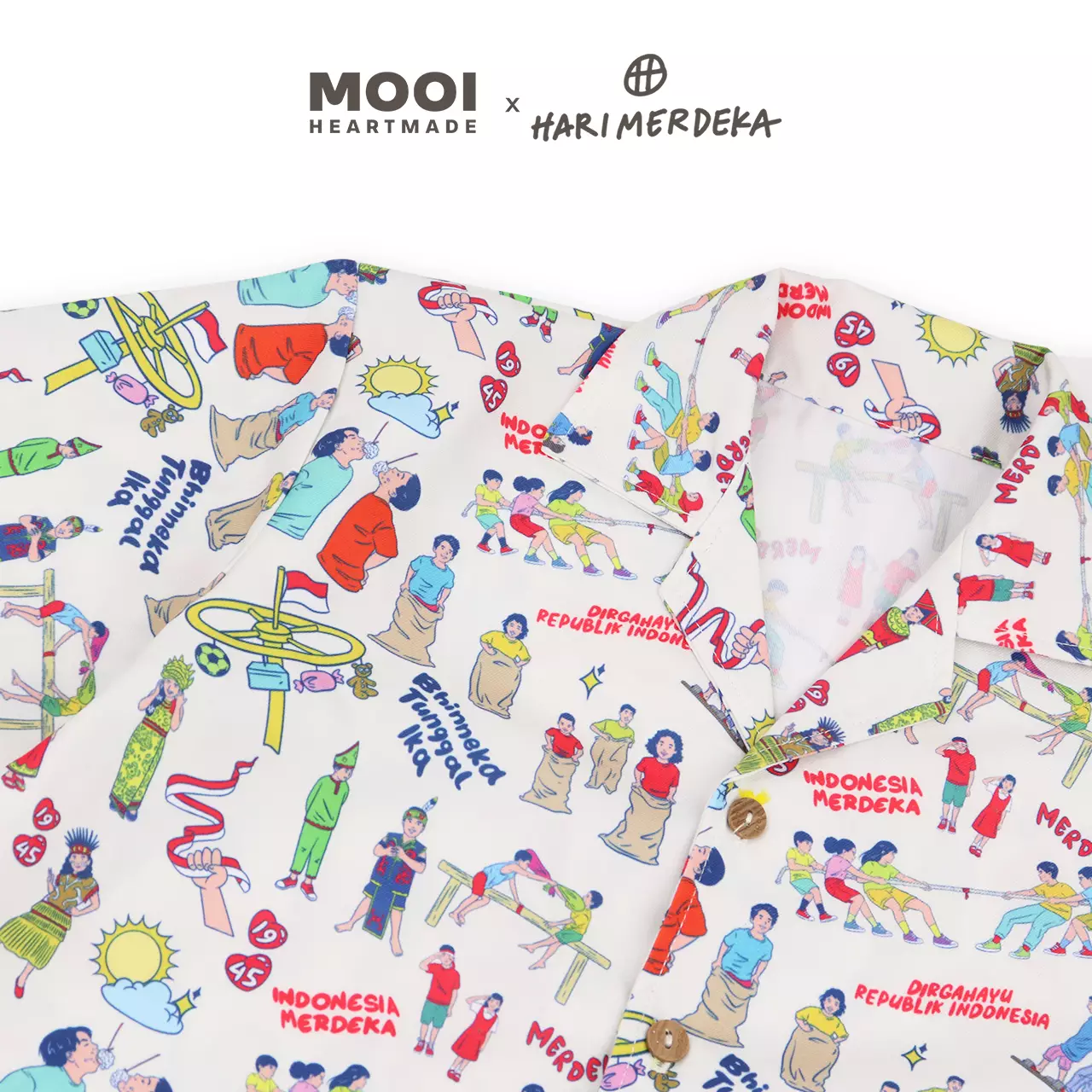 Mooi x Hari Merdeka 17 Agustus Kaos Kemerdekaan Kemeja Anak Printed Shirt - Cream