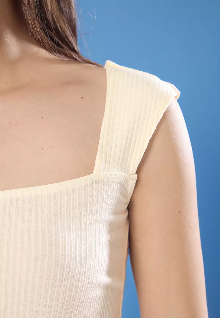 Stone Square Collar Fitted/Fits Body Knitted Blouse TWOSS25BZ00370