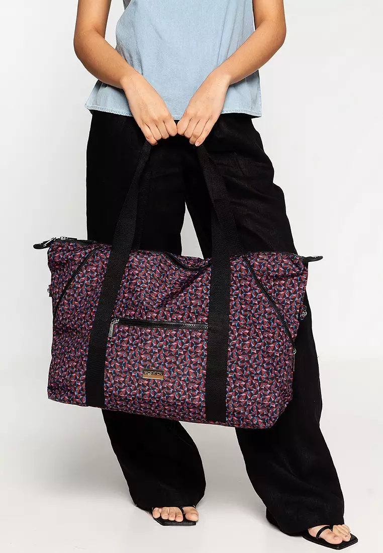 Printed Nylon Large Top Handle Bag