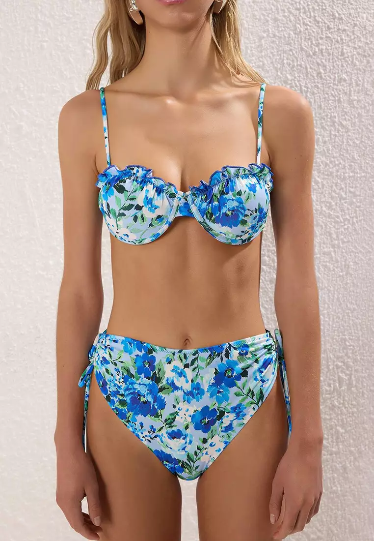 Flower Patterned Balconette High Waist Bikini Set Tbess23Bt00019