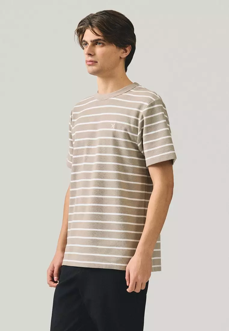 Regular Fit Striped T-Shirt In Honeycomb Pique
