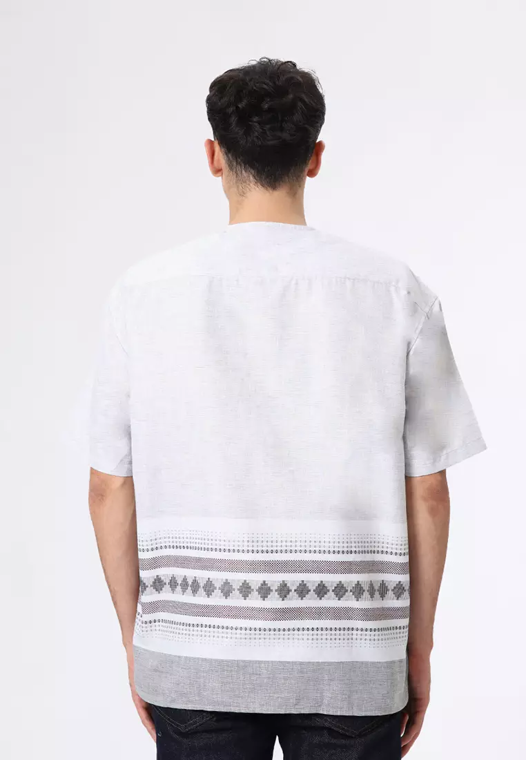 Kemeja Koko Pria Lengan Pendek Baju Muslim Pria RUSYD GREY