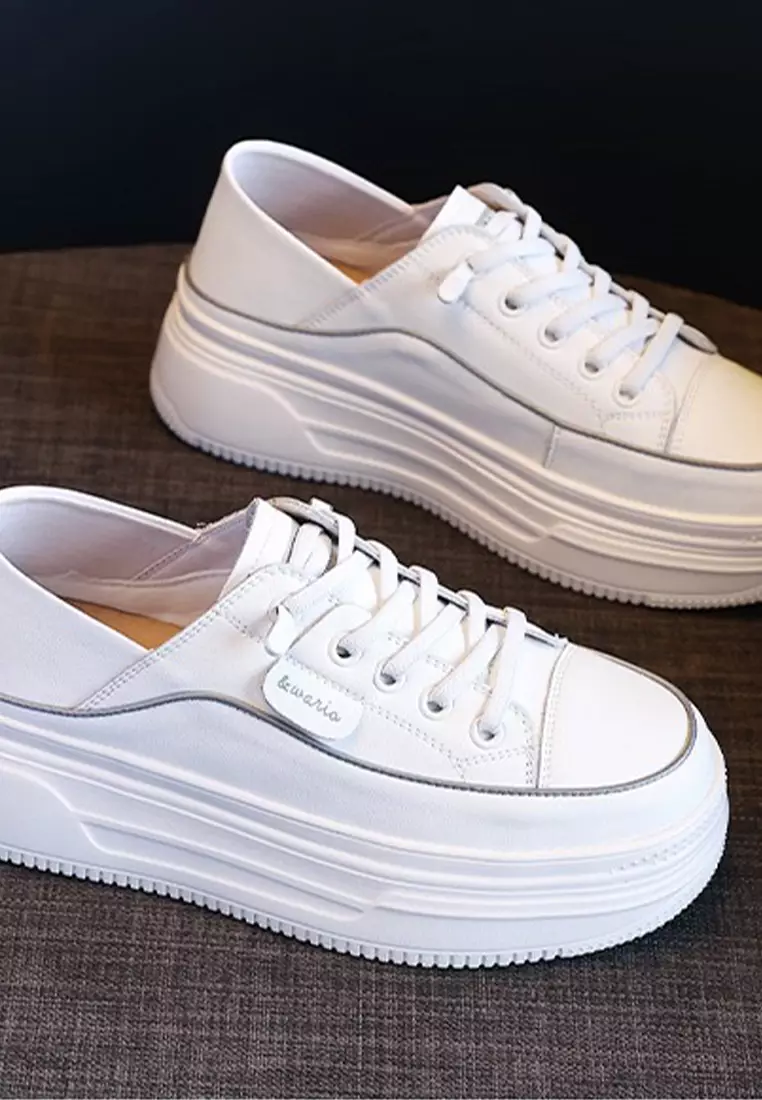 Genuine Leather Thick-sole White Sneakers RX-T3969
