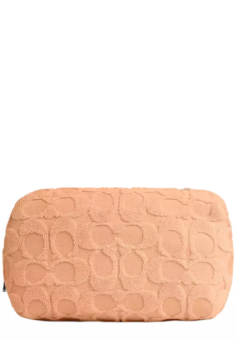 【Coach】 Cosmetic Case In Signature Terry ◆国内発送◆ NWT Coach Cosmetic Case In Signature Canvas With Cherry